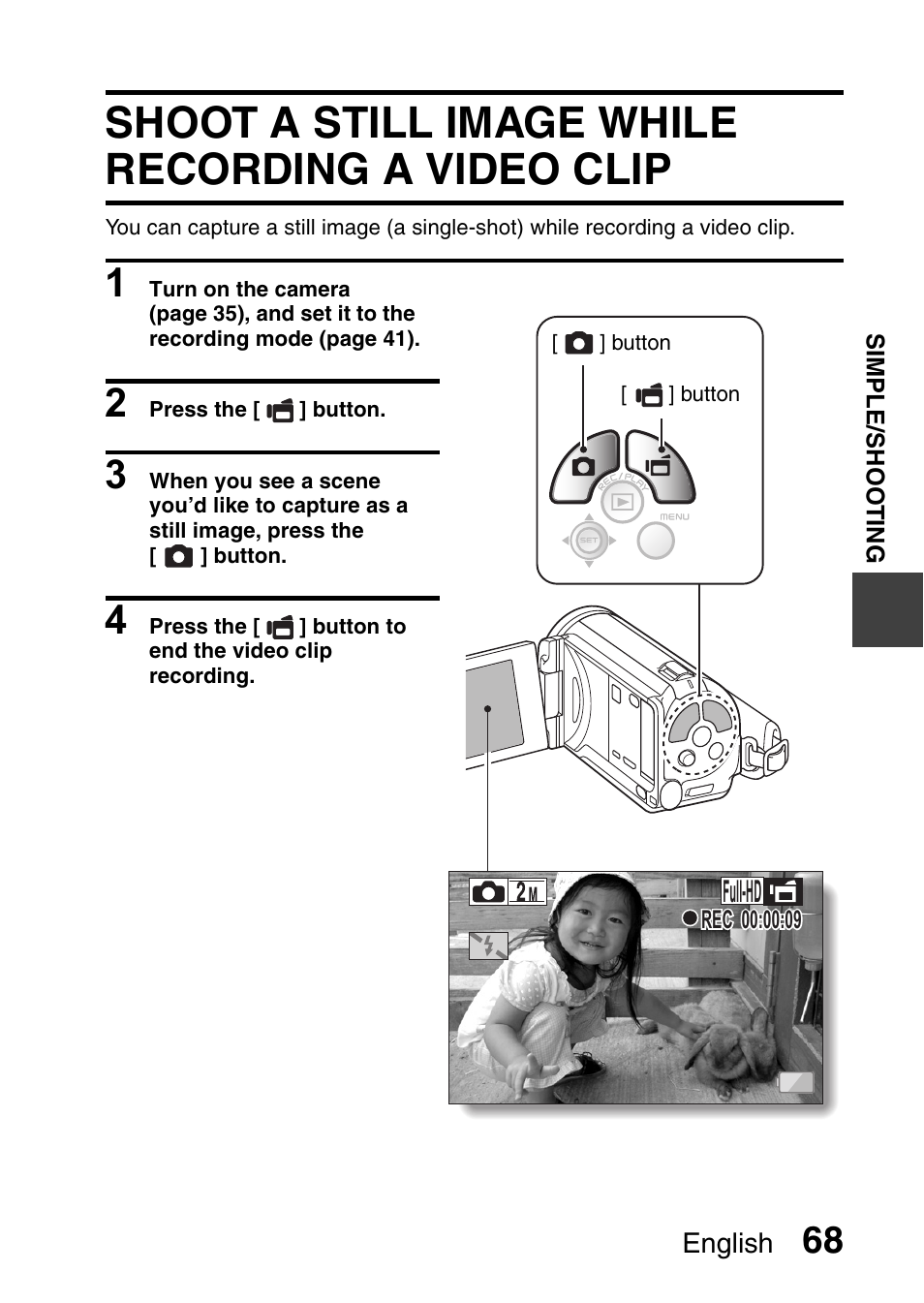 Shoot a still image while recording a video clip, Full-hd | Sanyo VPC-FH1EX User Manual | Page 89 / 211