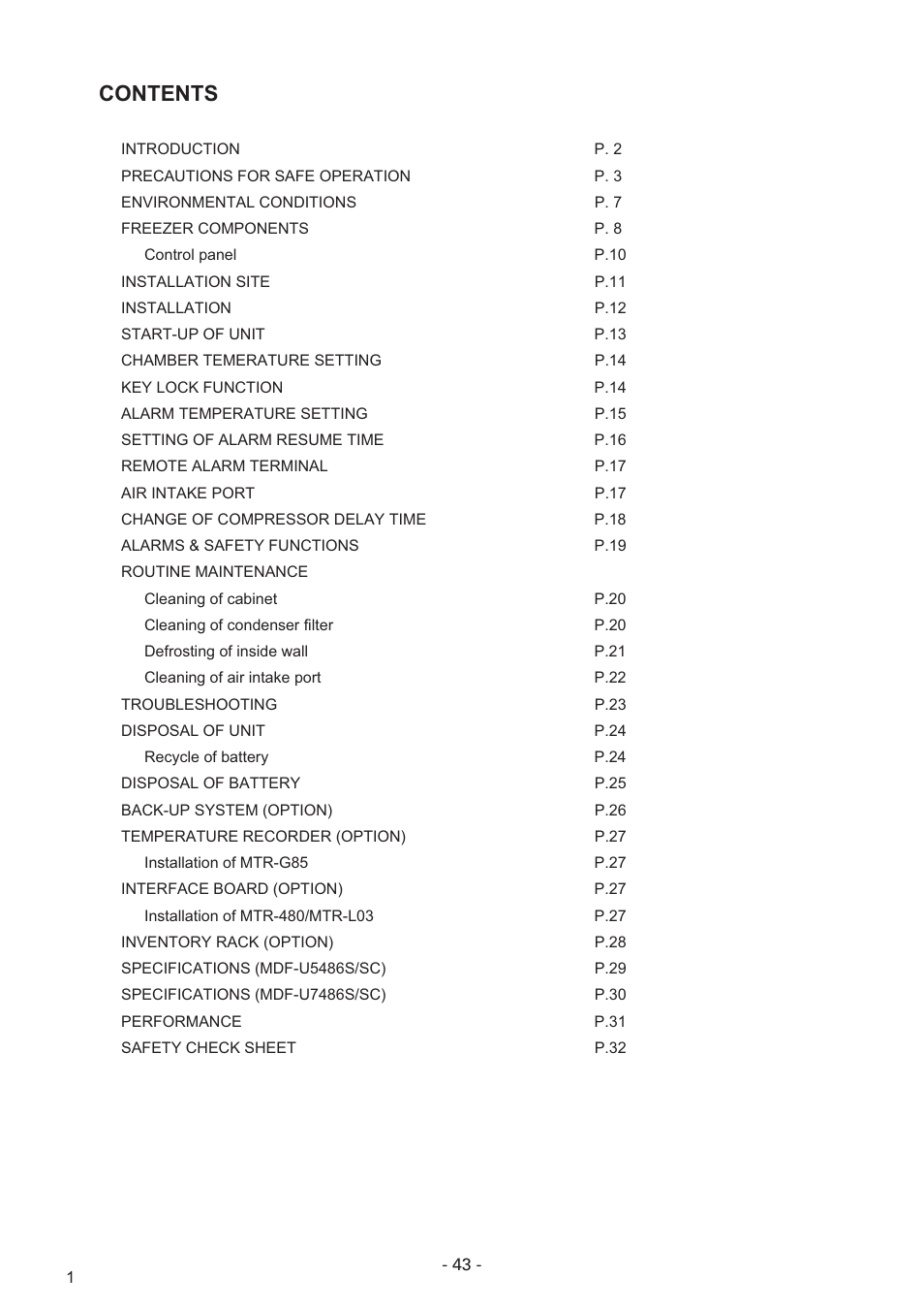 Sanyo MDF-U7486S User Manual | Page 2 / 34