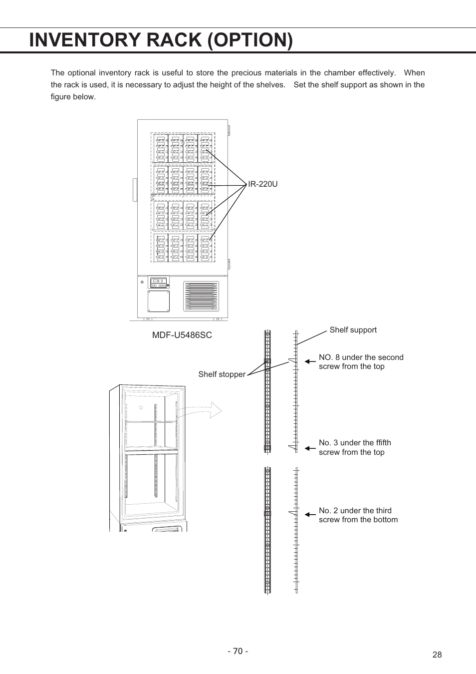 Inventory rack (option) | Sanyo MDF-U7486S User Manual | Page 29 / 34