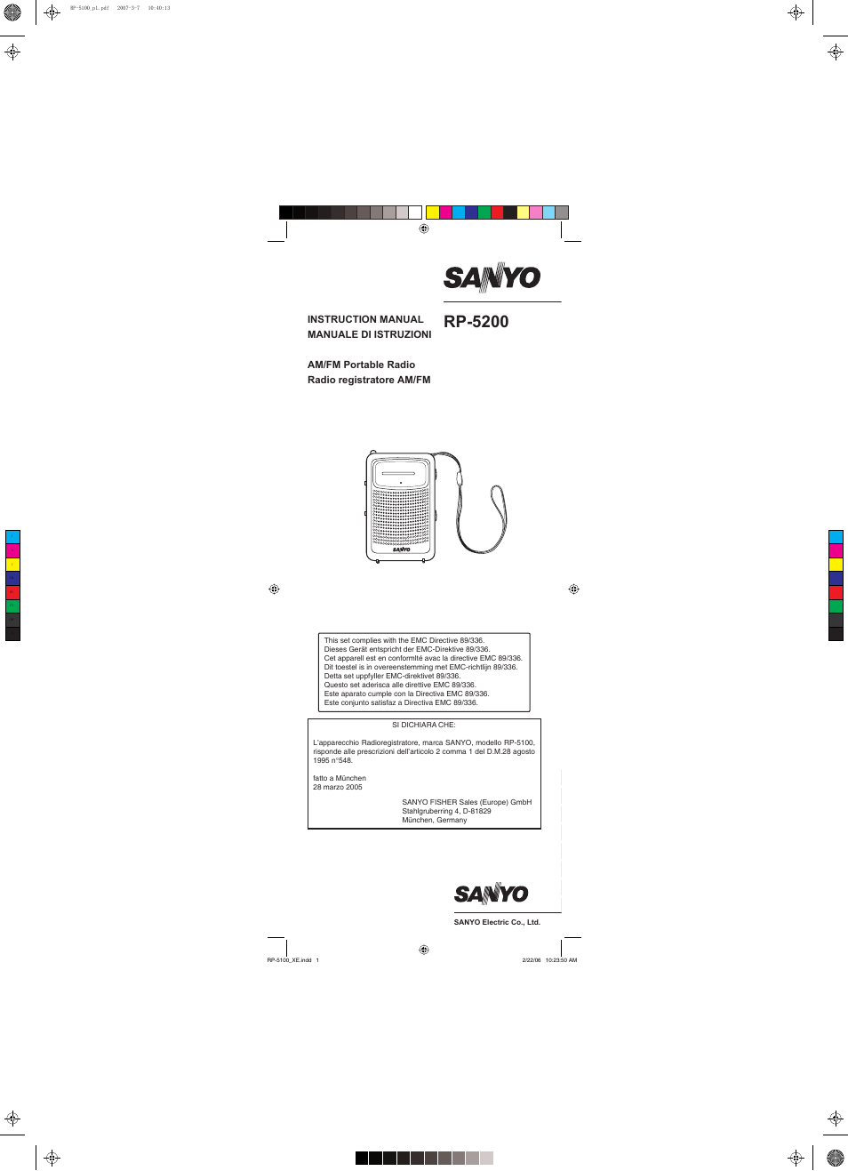 Sanyo RP-5200 User Manual | 12 pages