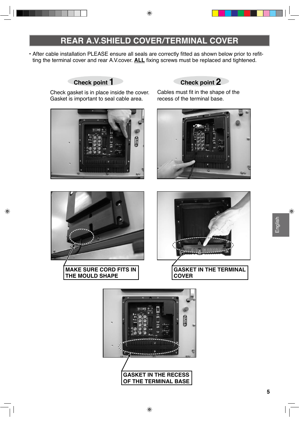 Rear a.v.shield cover/terminal cover | Sanyo CE42LH2WP User Manual | Page 25 / 33