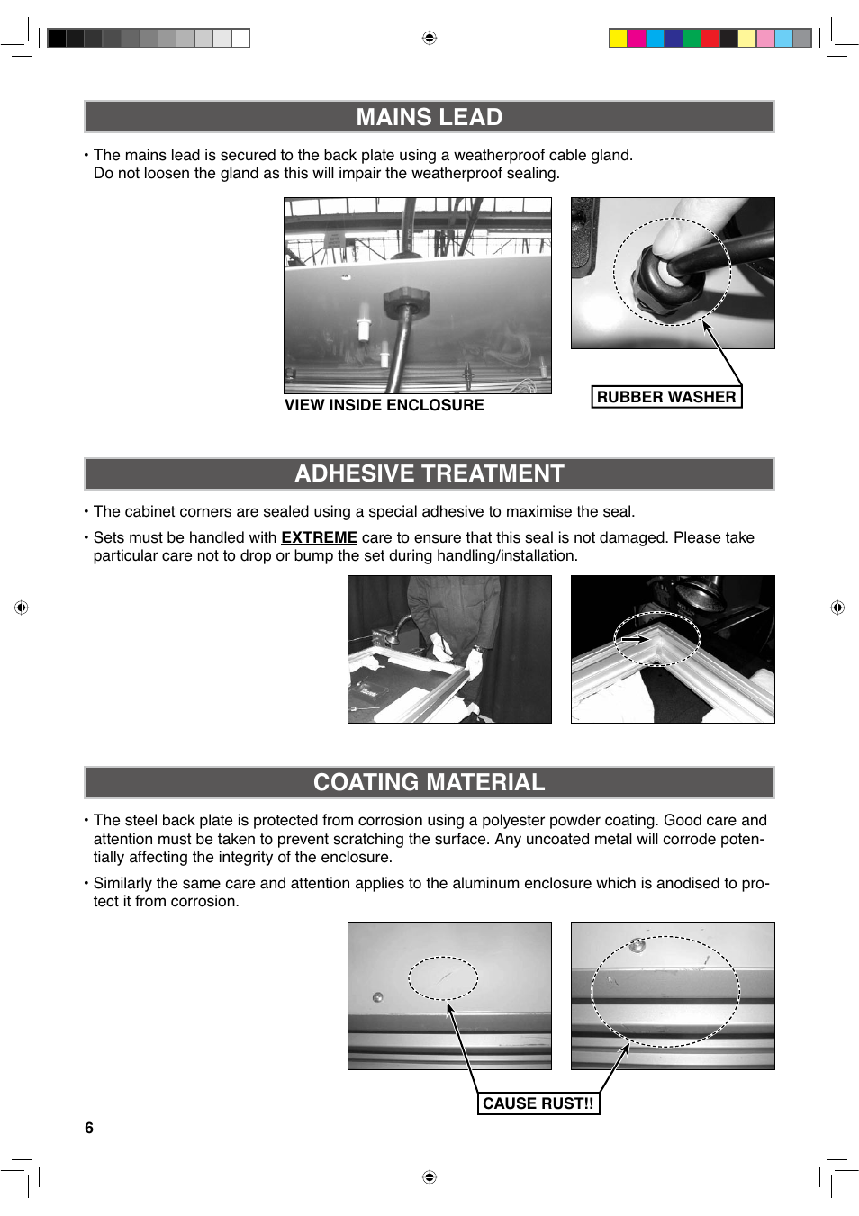Mains lead adhesive treatment, Coating material | Sanyo CE42LH2WP User Manual | Page 26 / 33