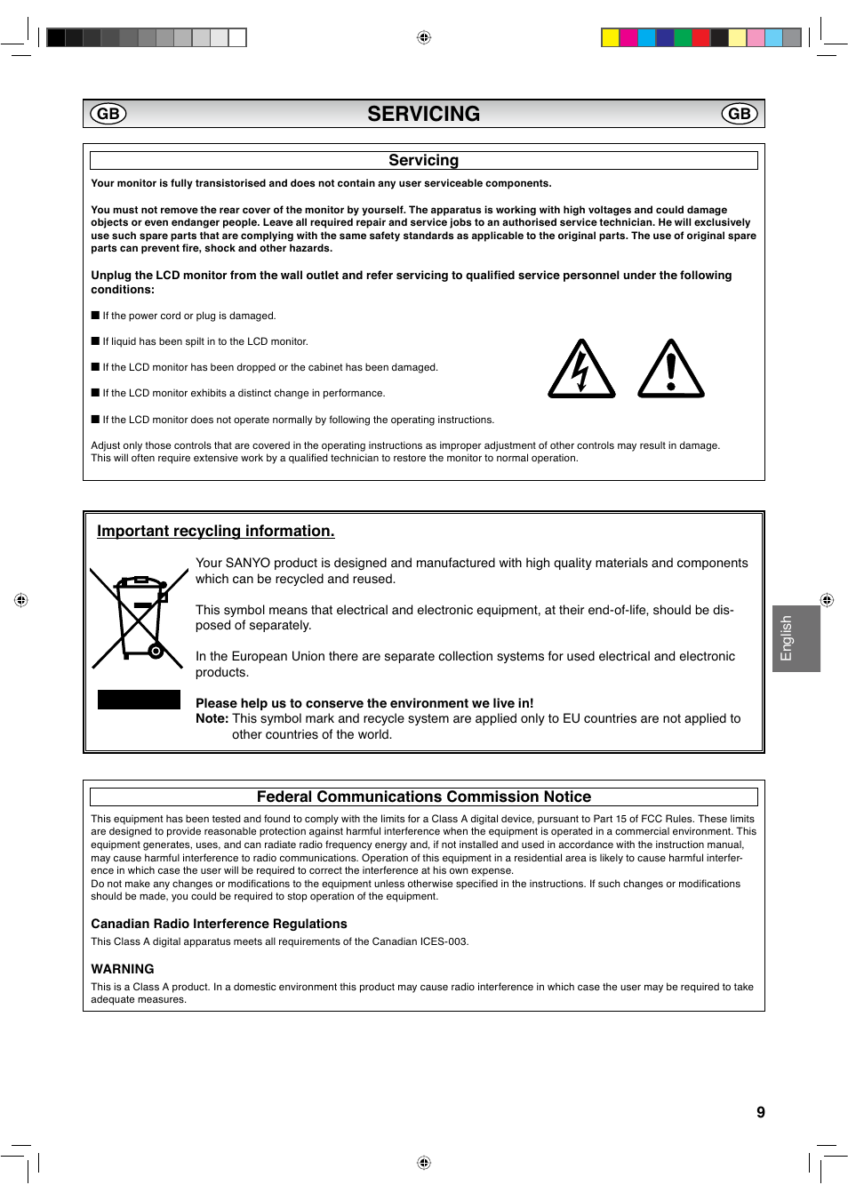 Servicing | Sanyo CE42LH2WP User Manual | Page 29 / 33