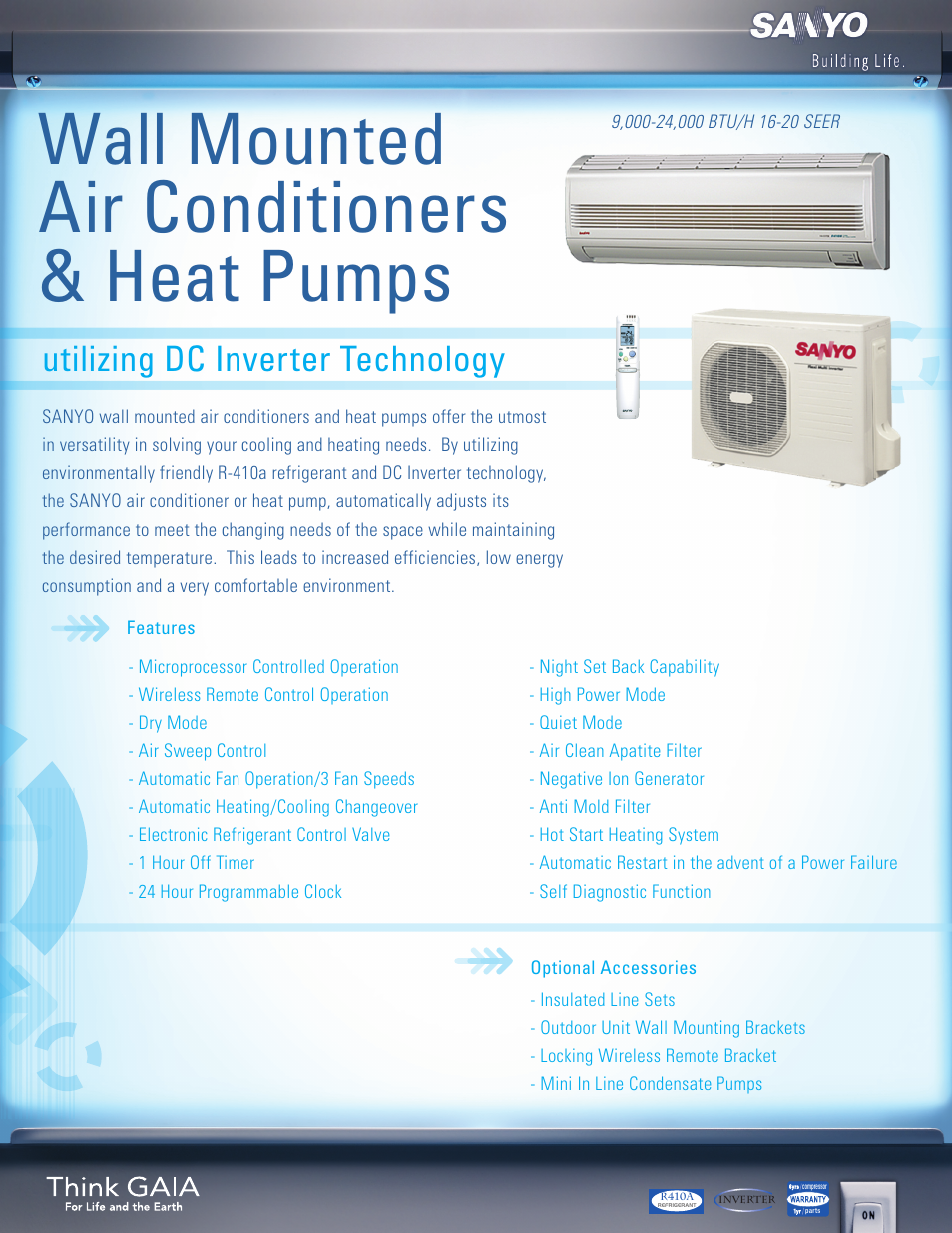Sanyo 000 BTU/H 16-20 SEER User Manual | 2 pages