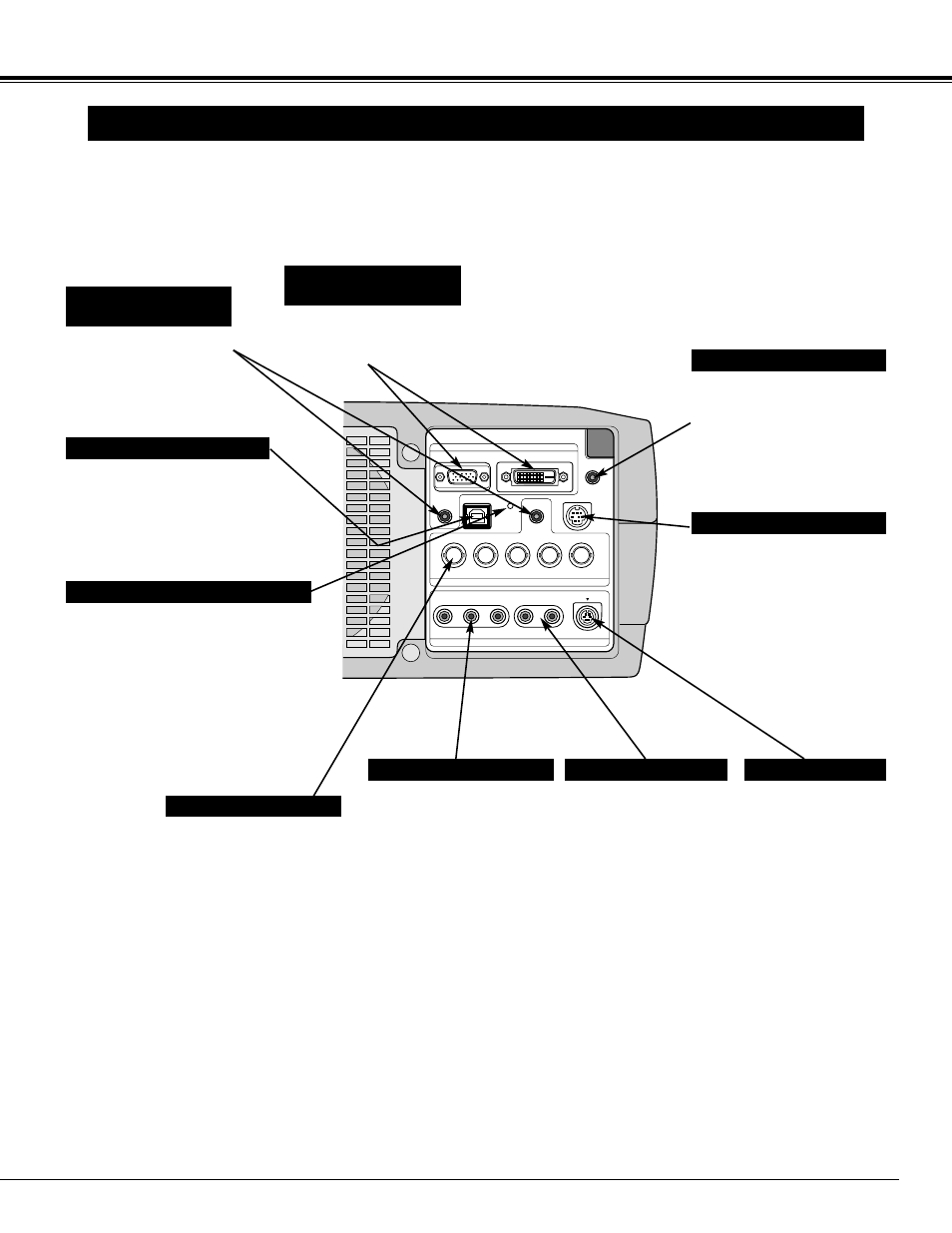 Connecting projector, 11 connecting projector, Terminals of projector | Computer input terminals (digital/analog), Reset button, Usb connector (series b), 5 bnc input jacks, R/c jack | Sanyo PLC-XP40 User Manual | Page 11 / 44