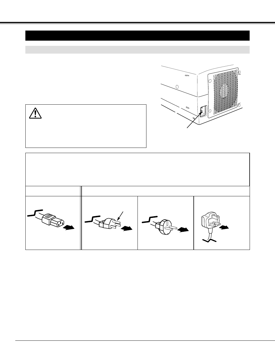 Setting up projector, Setting-up projector, Preparation | Projector side ac outlet side, Connecting ac power cord | Sanyo PLC-XP40 User Manual | Page 8 / 44