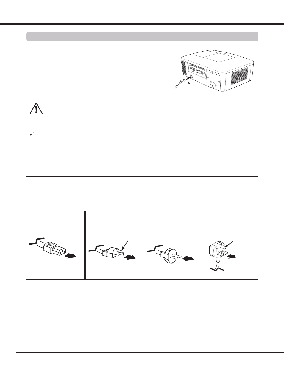 Connecting the ac power cord, Installation, Projector side ac outlet side | Sanyo PLC WM5500L User Manual | Page 22 / 92