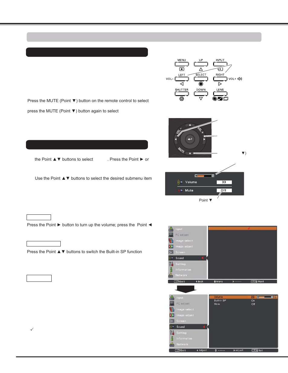 Sound adjustment, Basic operation | Sanyo PLC WM5500L User Manual | Page 28 / 92