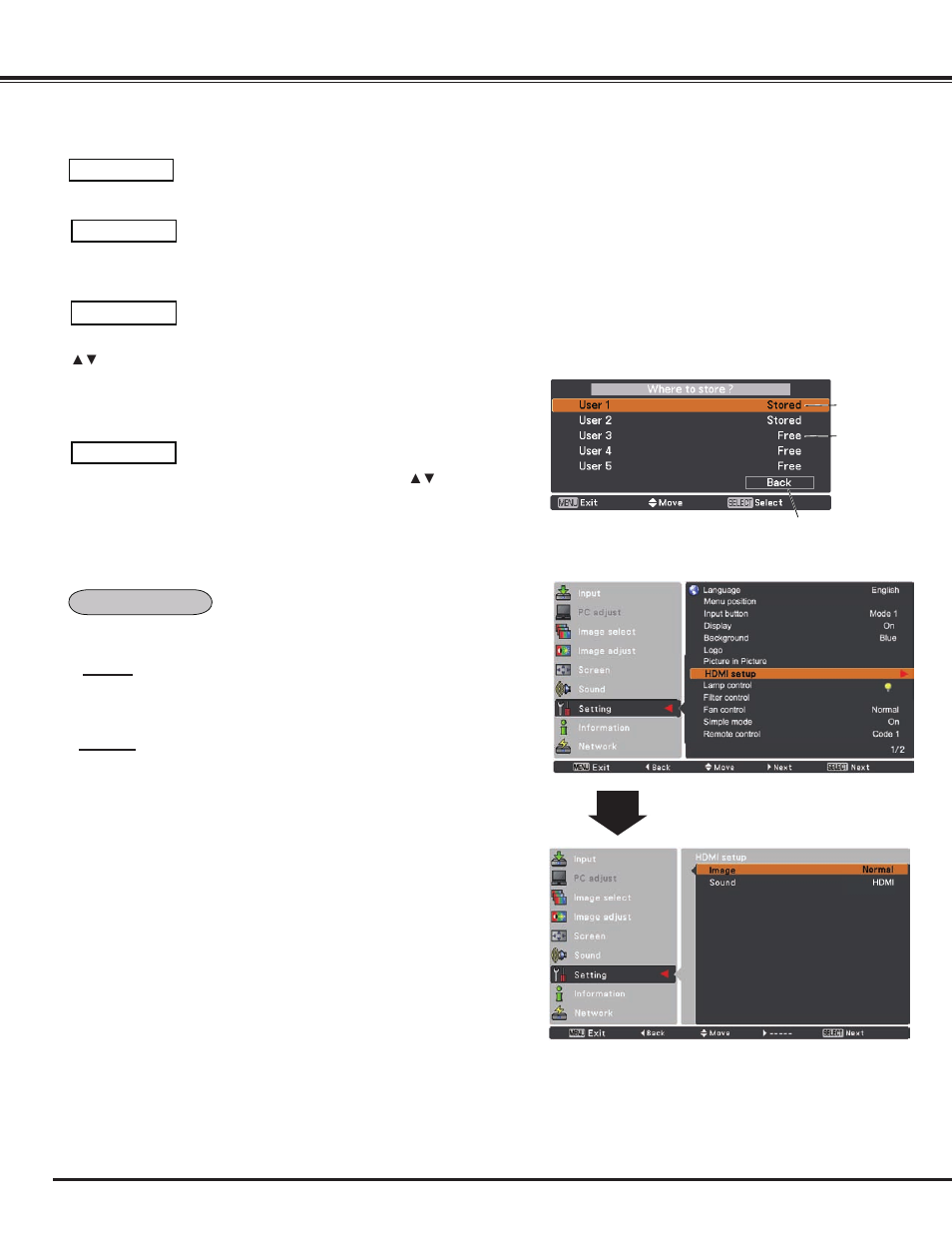 Setting | Sanyo PLC WM5500L User Manual | Page 56 / 92