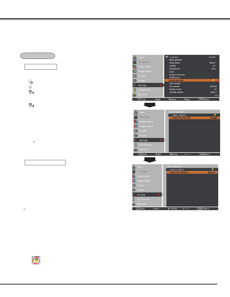 Setting | Sanyo PLC WM5500L User Manual | Page 57 / 92