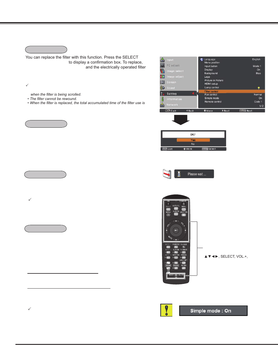 Setting | Sanyo PLC WM5500L User Manual | Page 58 / 92
