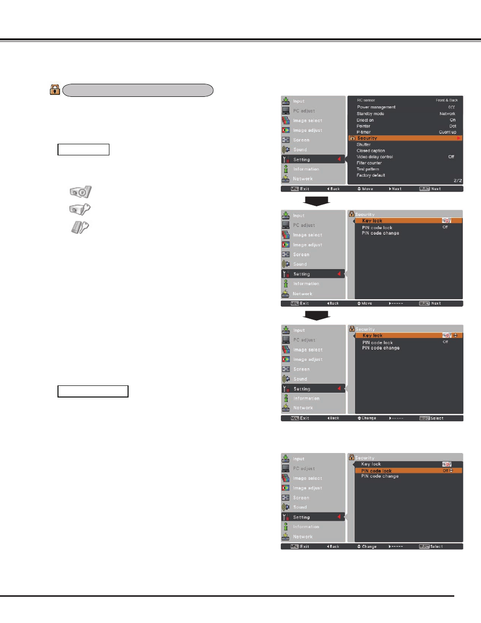 Setting | Sanyo PLC WM5500L User Manual | Page 61 / 92