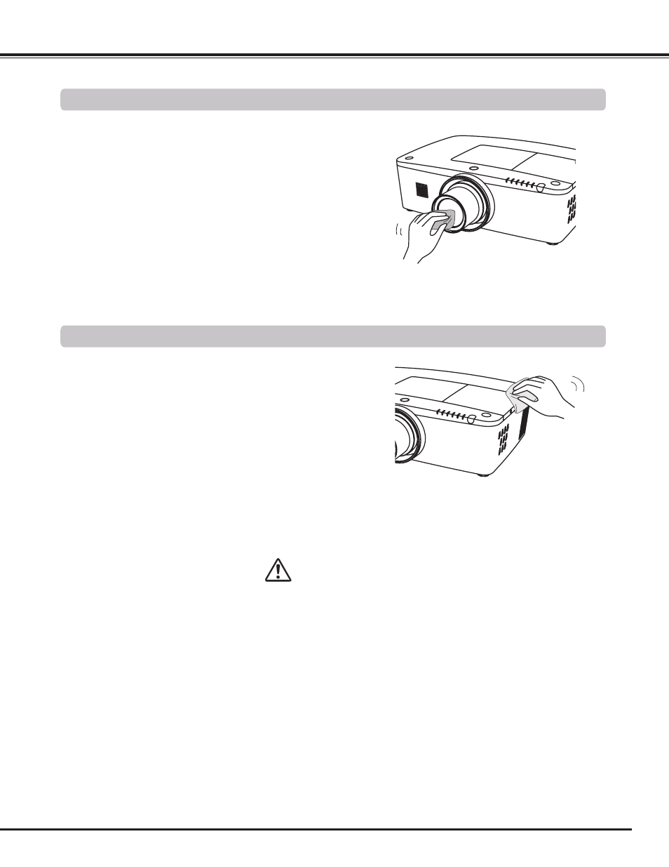 Cleaning the projection lens, Cleaning the projector cabinet, Caution | Sanyo PLC WM5500L User Manual | Page 71 / 92