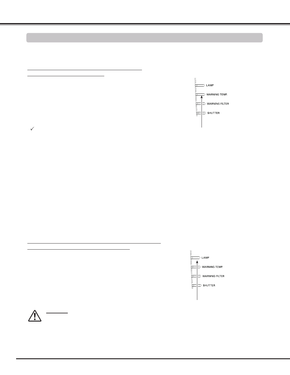 Warning indicators, Maintenance and care warning indicators | Sanyo PLC WM5500L User Manual | Page 72 / 92