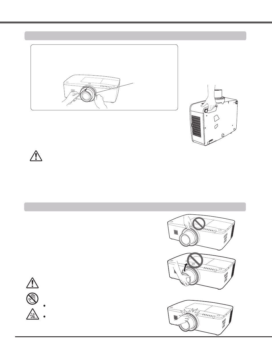 Moving the projector, Cautions in handling the projector, Caution | Sanyo PLC WM5500L User Manual | Page 8 / 92