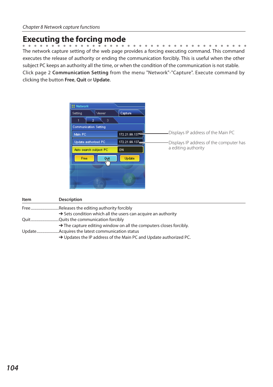 Executing the forcing mode | Sanyo 1AV4U19B25500 User Manual | Page 104 / 154
