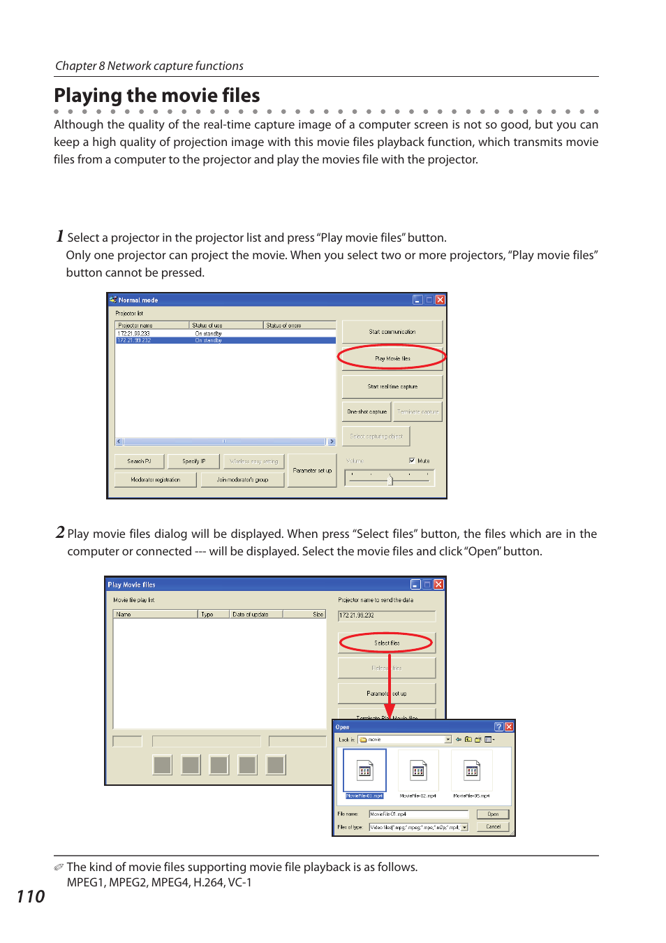 Playing the movie files | Sanyo 1AV4U19B25500 User Manual | Page 110 / 154