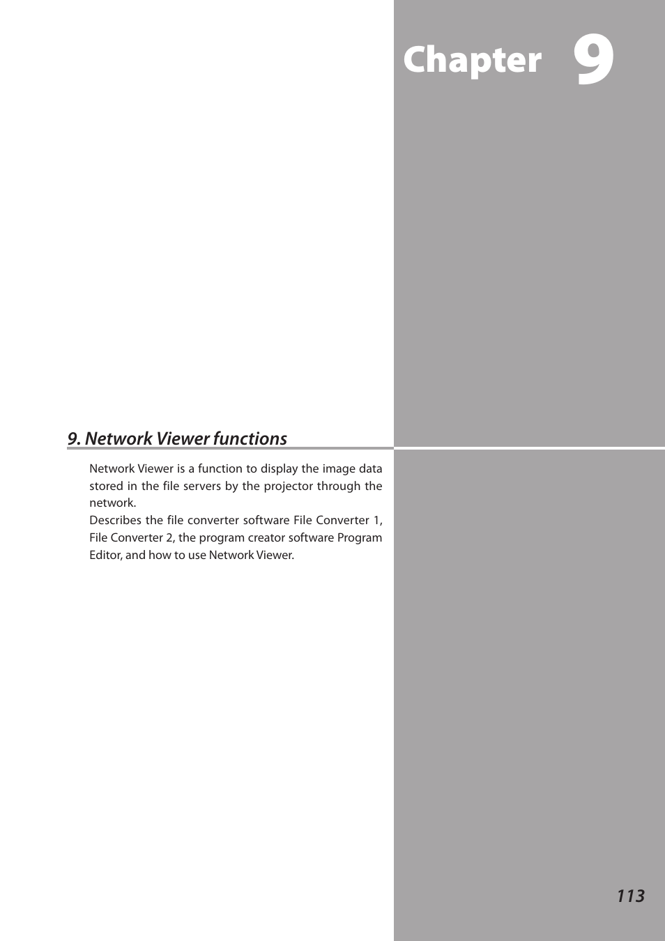 Network viewer functions, Chapter | Sanyo 1AV4U19B25500 User Manual | Page 113 / 154