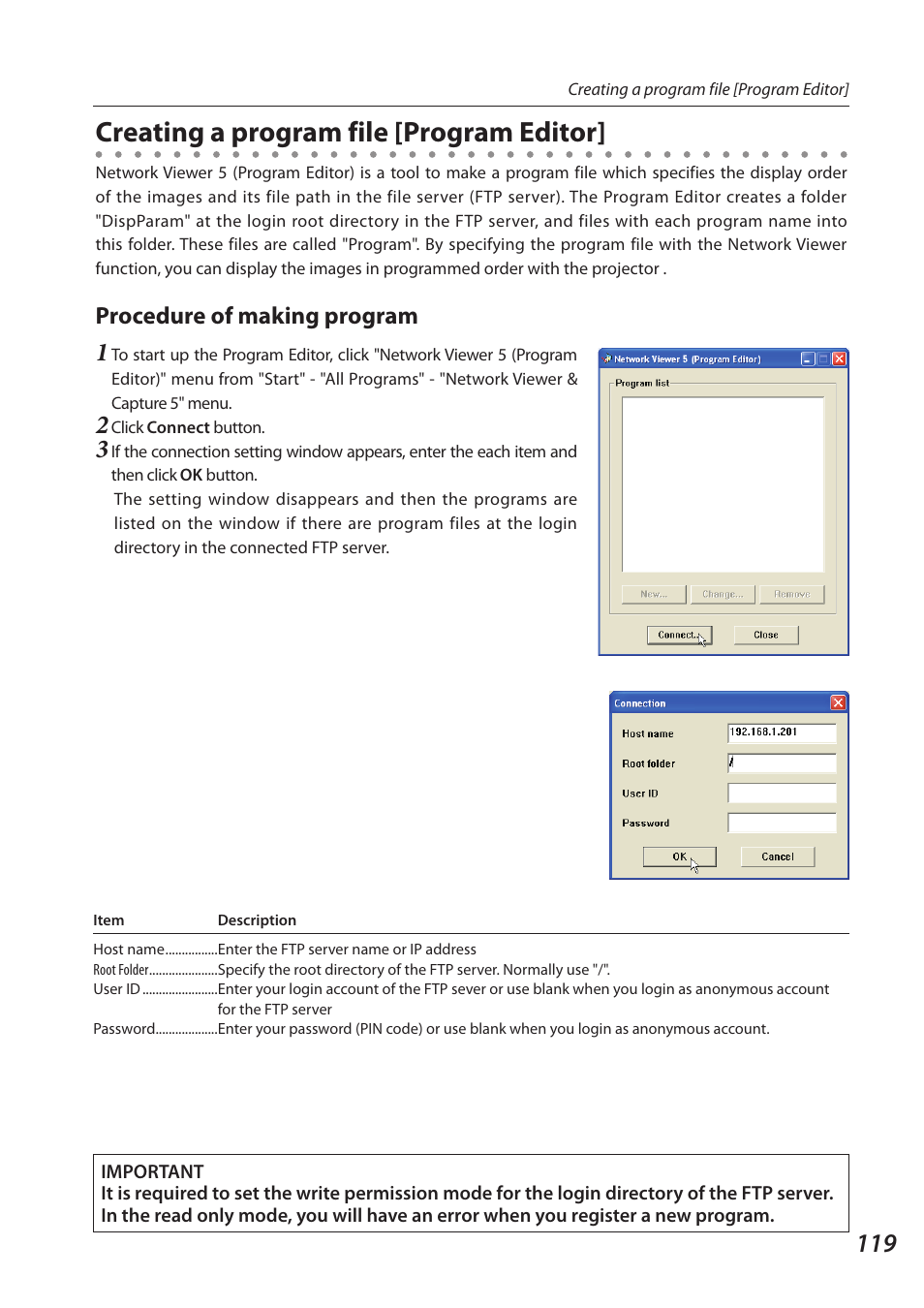 Creating a program file [program editor, Procedure of making program | Sanyo 1AV4U19B25500 User Manual | Page 119 / 154