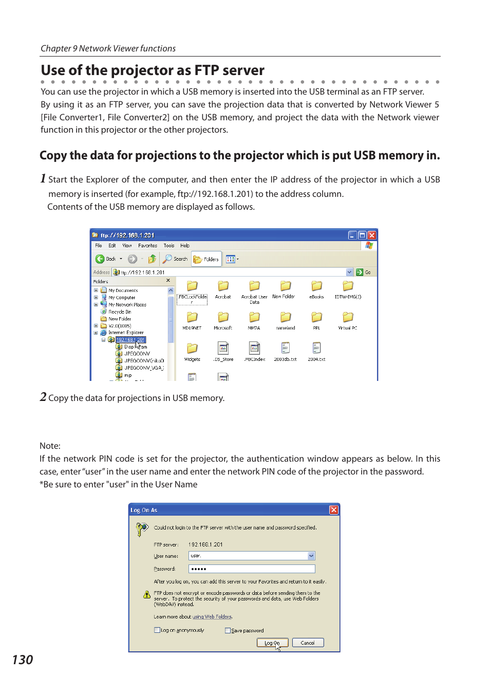 Use of the projector as ftp server | Sanyo 1AV4U19B25500 User Manual | Page 130 / 154