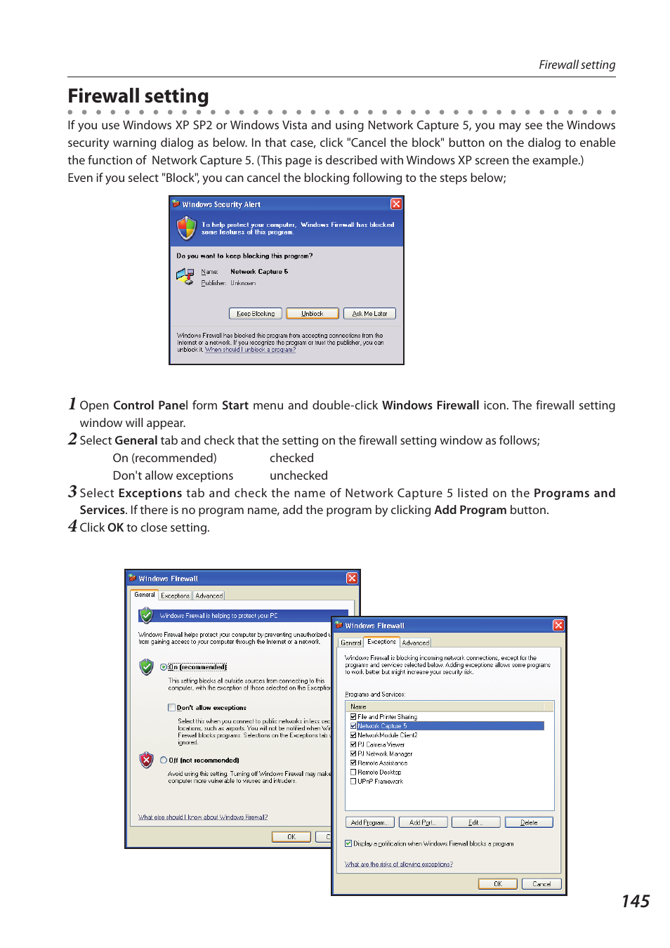 Firewall setting | Sanyo 1AV4U19B25500 User Manual | Page 145 / 154