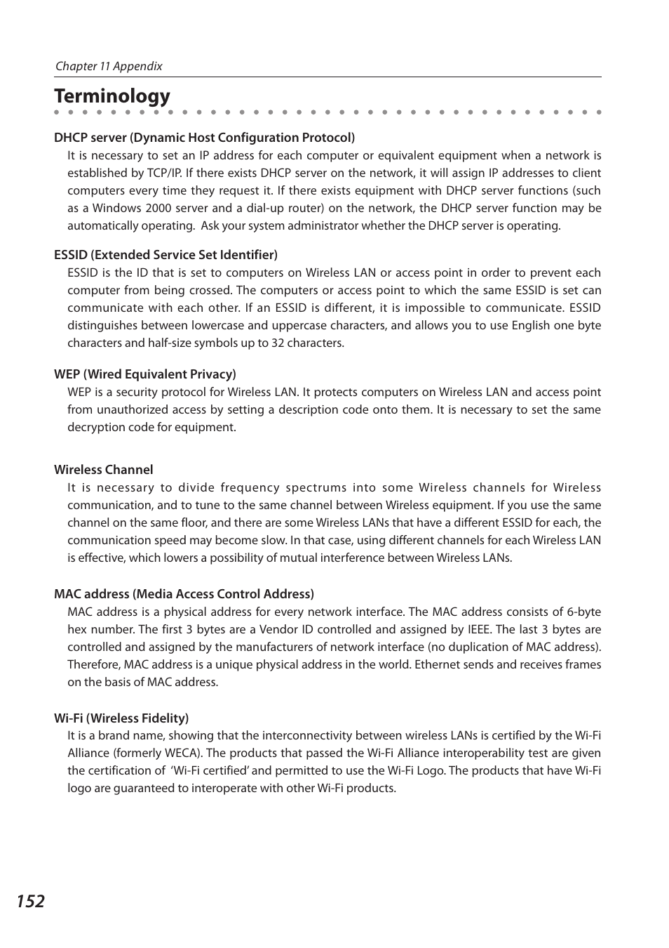 Terminology | Sanyo 1AV4U19B25500 User Manual | Page 152 / 154