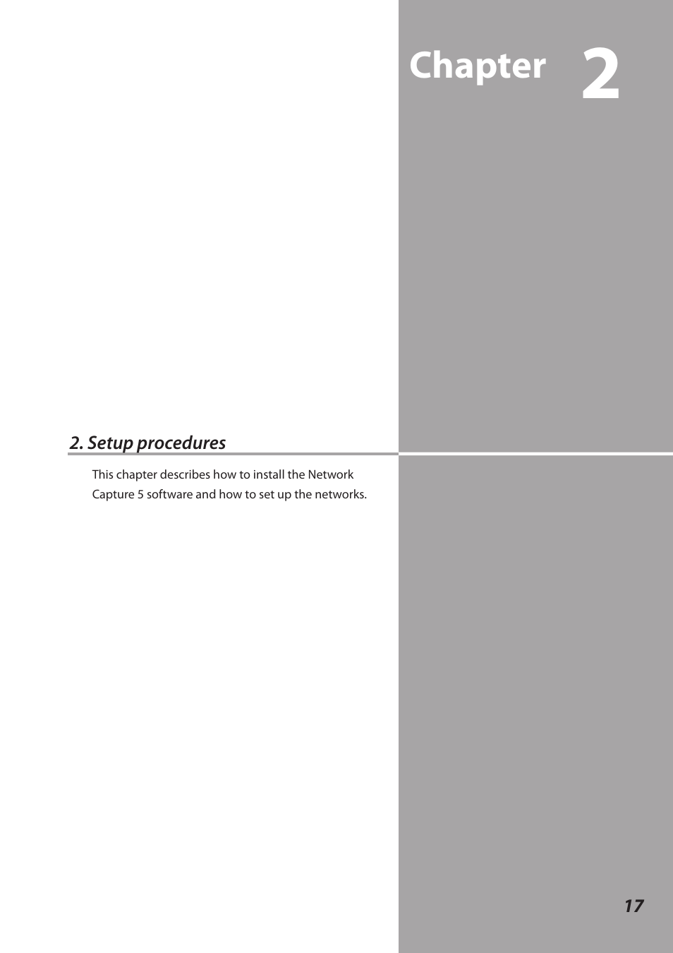 Setup procedures, Chapter | Sanyo 1AV4U19B25500 User Manual | Page 17 / 154