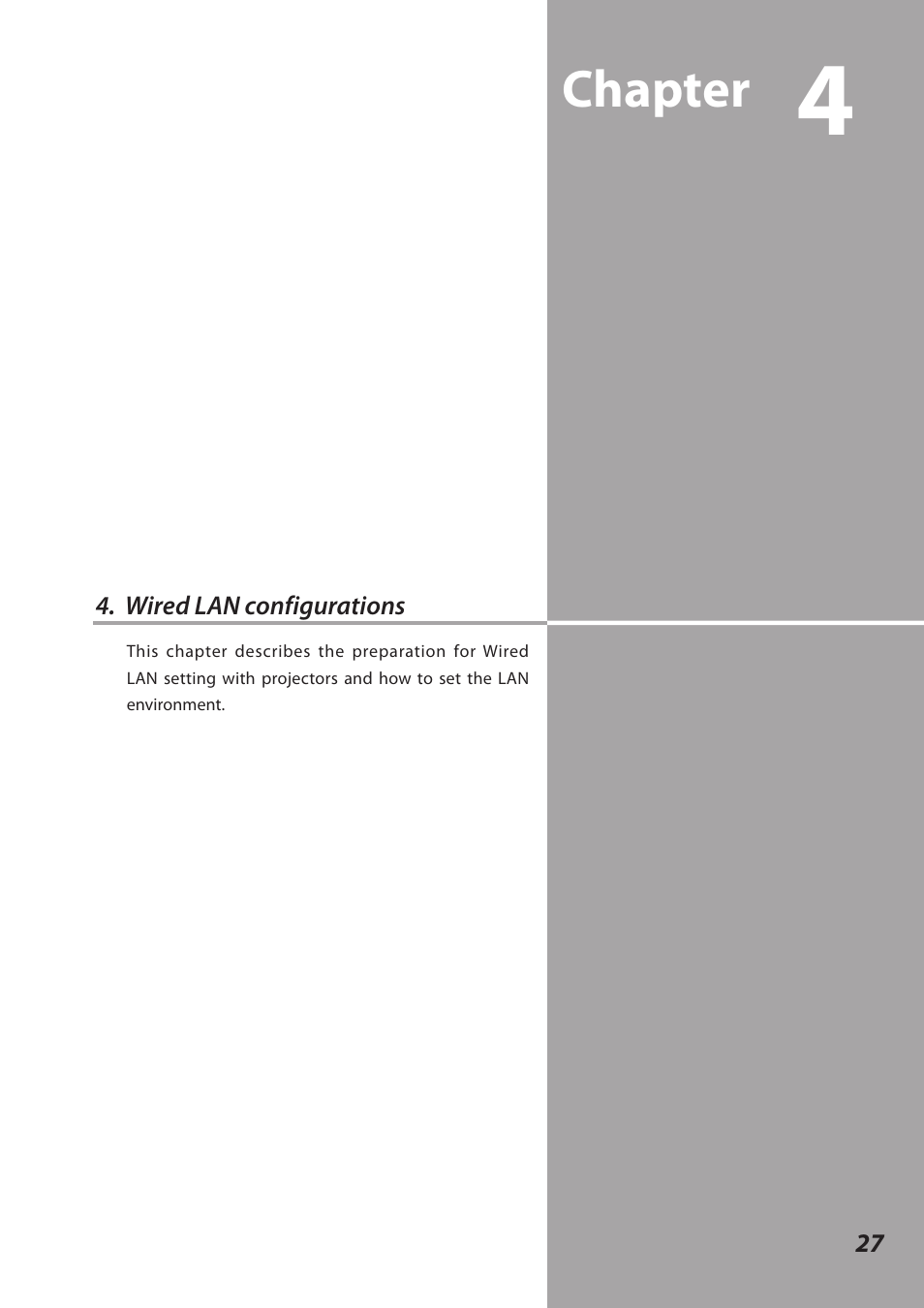 Wired lan configurations, Chapter | Sanyo 1AV4U19B25500 User Manual | Page 27 / 154
