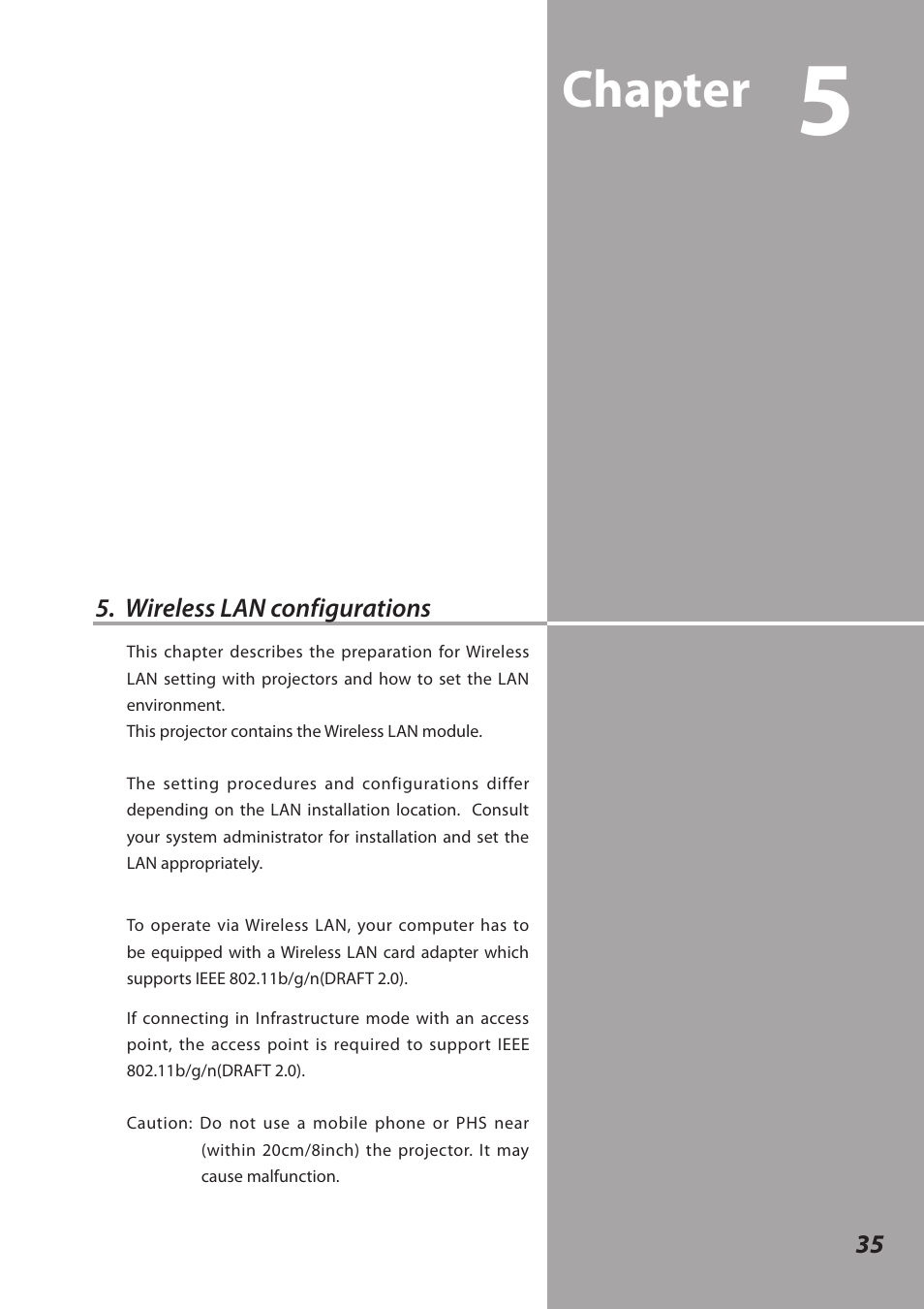 Wireless lan configurations, Chapter | Sanyo 1AV4U19B25500 User Manual | Page 35 / 154