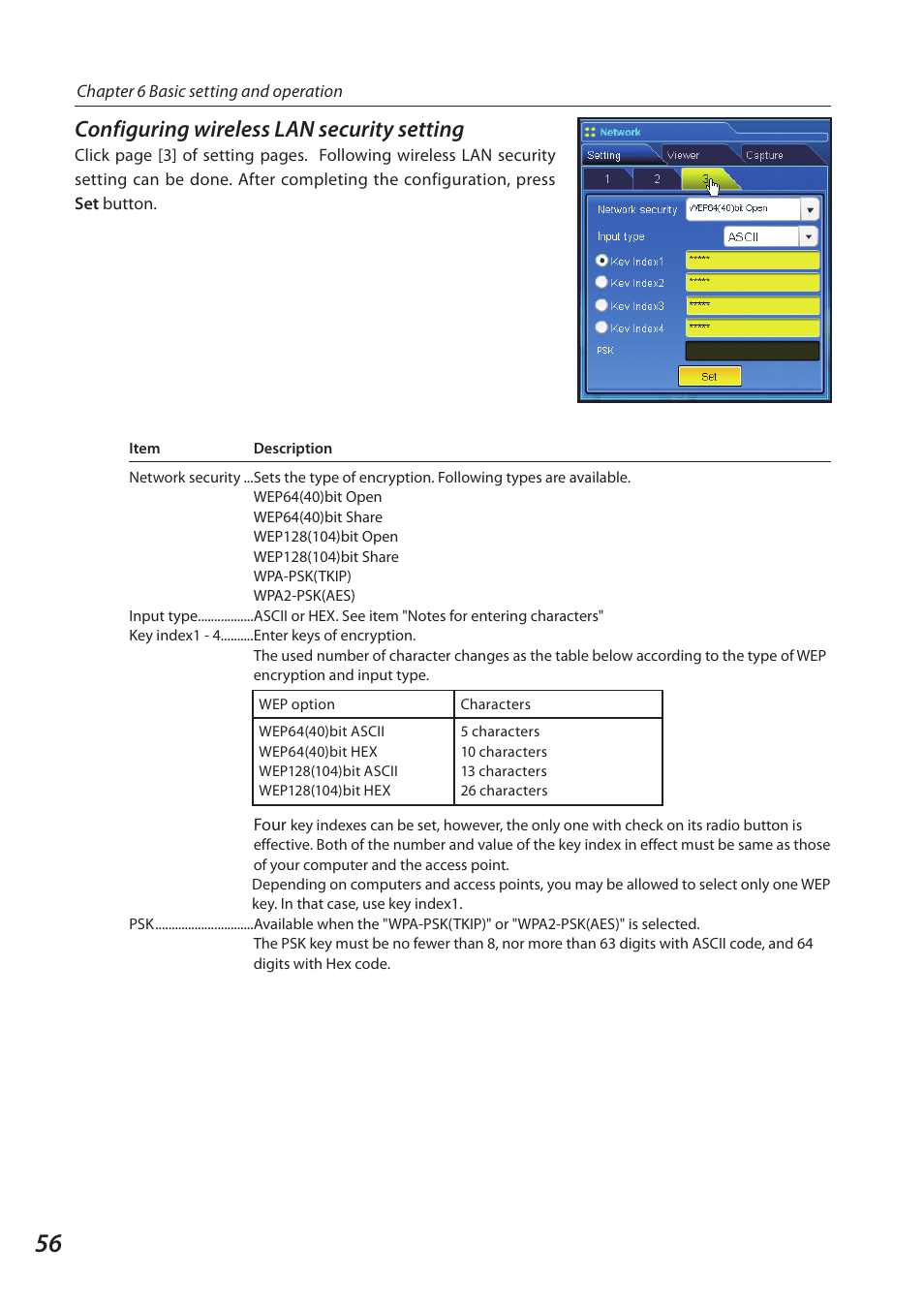 Configuring wireless lan security setting | Sanyo 1AV4U19B25500 User Manual | Page 56 / 154