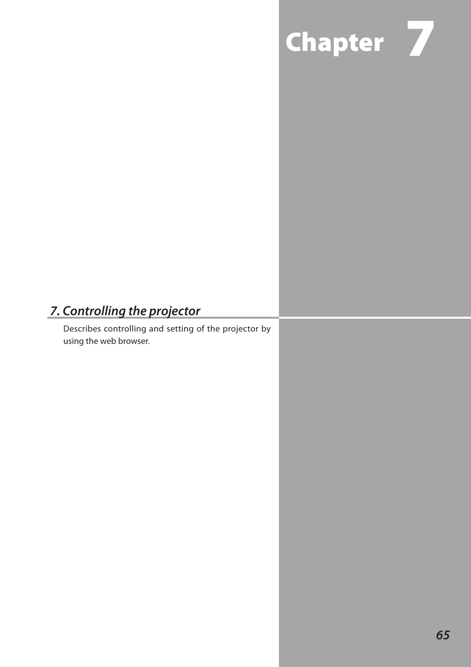 Controlling the projector, Chapter | Sanyo 1AV4U19B25500 User Manual | Page 65 / 154