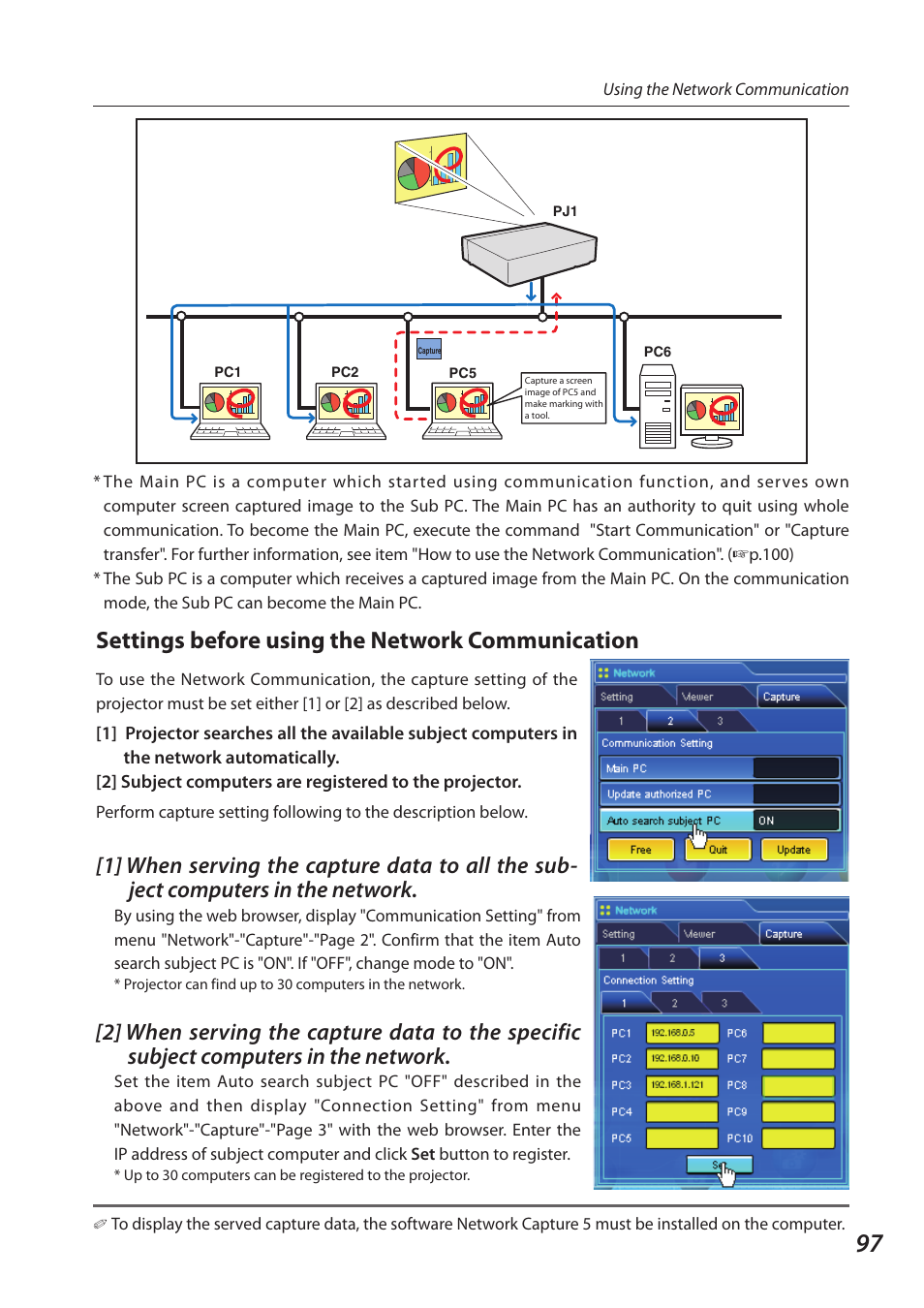 Settings before using the network communication | Sanyo 1AV4U19B25500 User Manual | Page 97 / 154