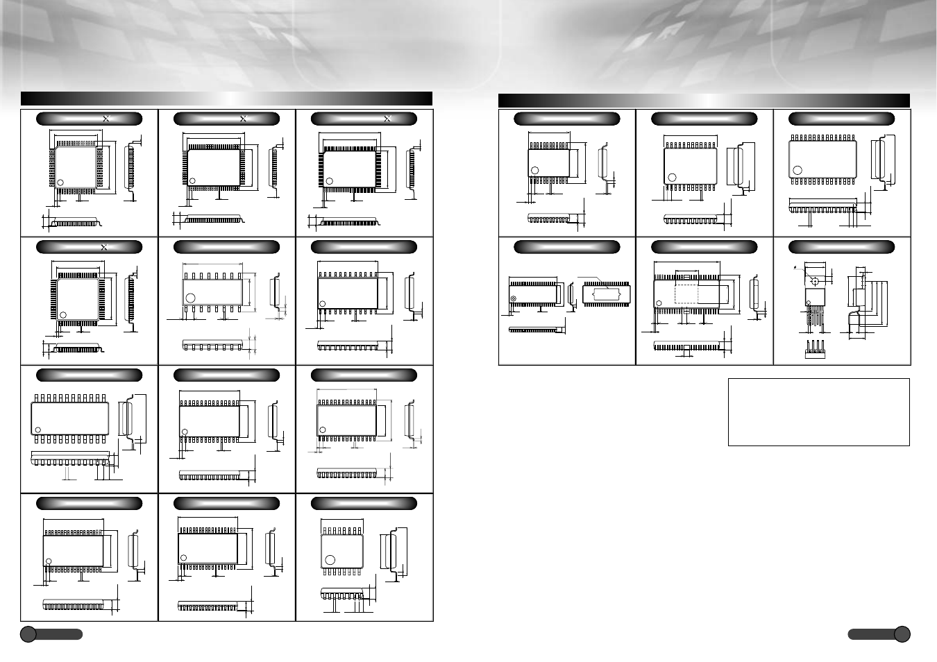 Package dimensions, Qip/qfp/mfp/ssop, Ssop/hssop/to | Reference drawing) | Sanyo EP58B User Manual | Page 34 / 34