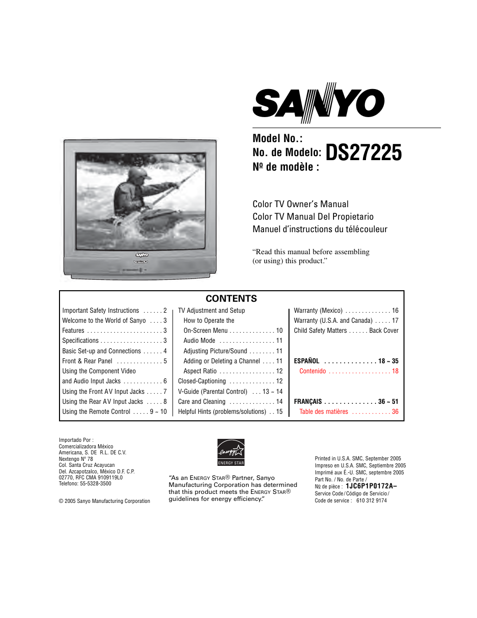 Sanyo DS27225 User Manual | 52 pages