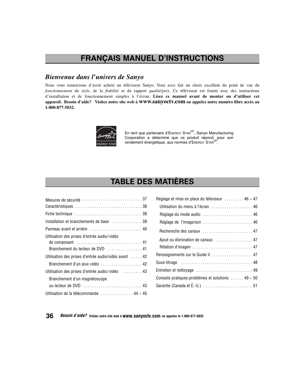 Sanyo DS27225 User Manual | Page 36 / 52