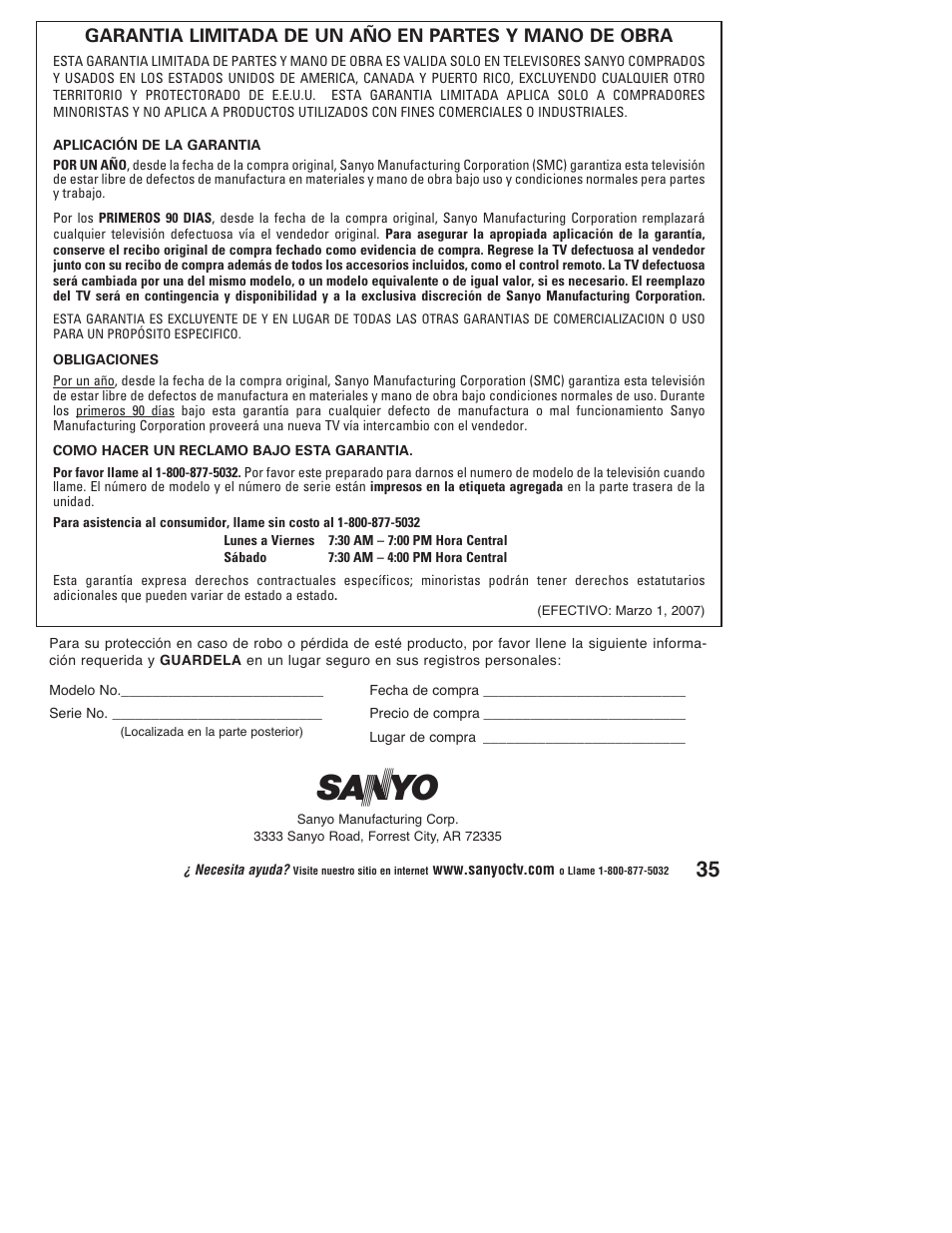 Sanyo DP37647 User Manual | Page 35 / 52