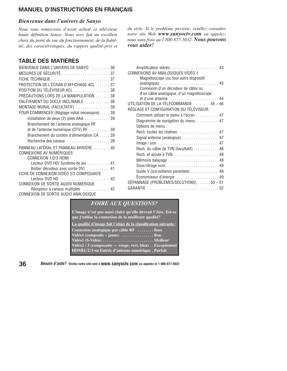 Sanyo DP37647 User Manual | Page 36 / 52
