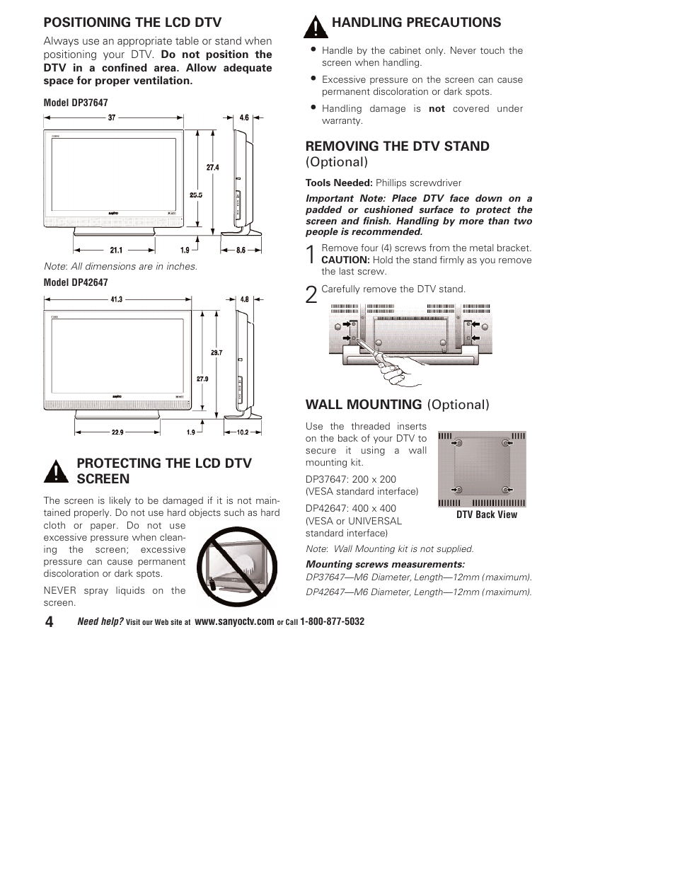 Sanyo DP37647 User Manual | Page 4 / 52