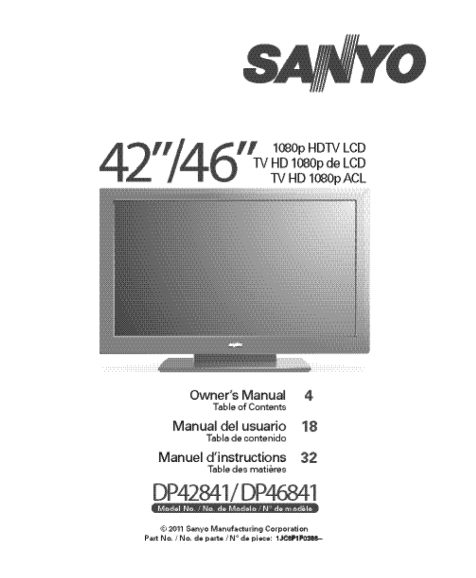 Sanyo DP42841 User Manual | 44 pages