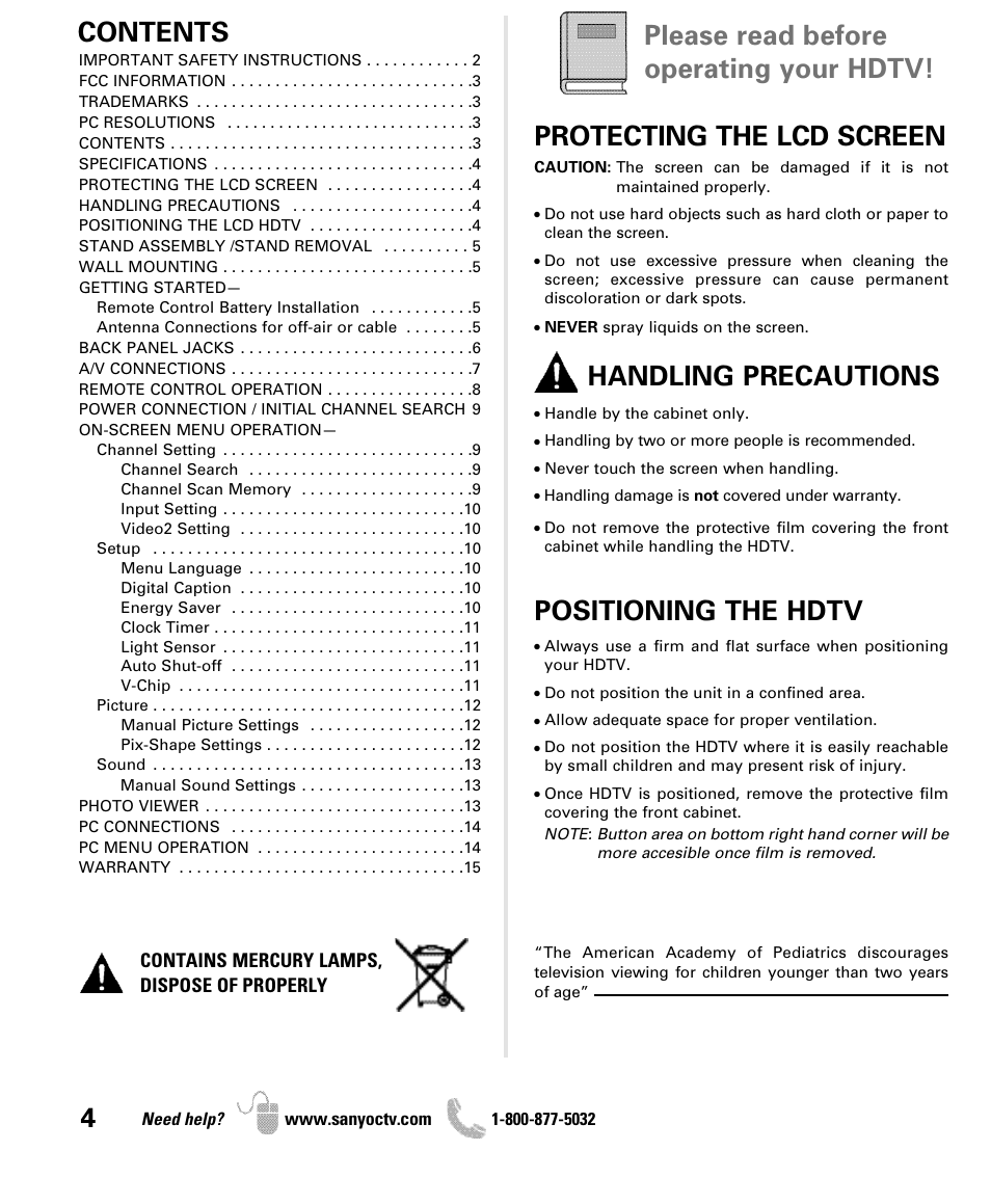 Sanyo DP42841 User Manual | Page 4 / 44