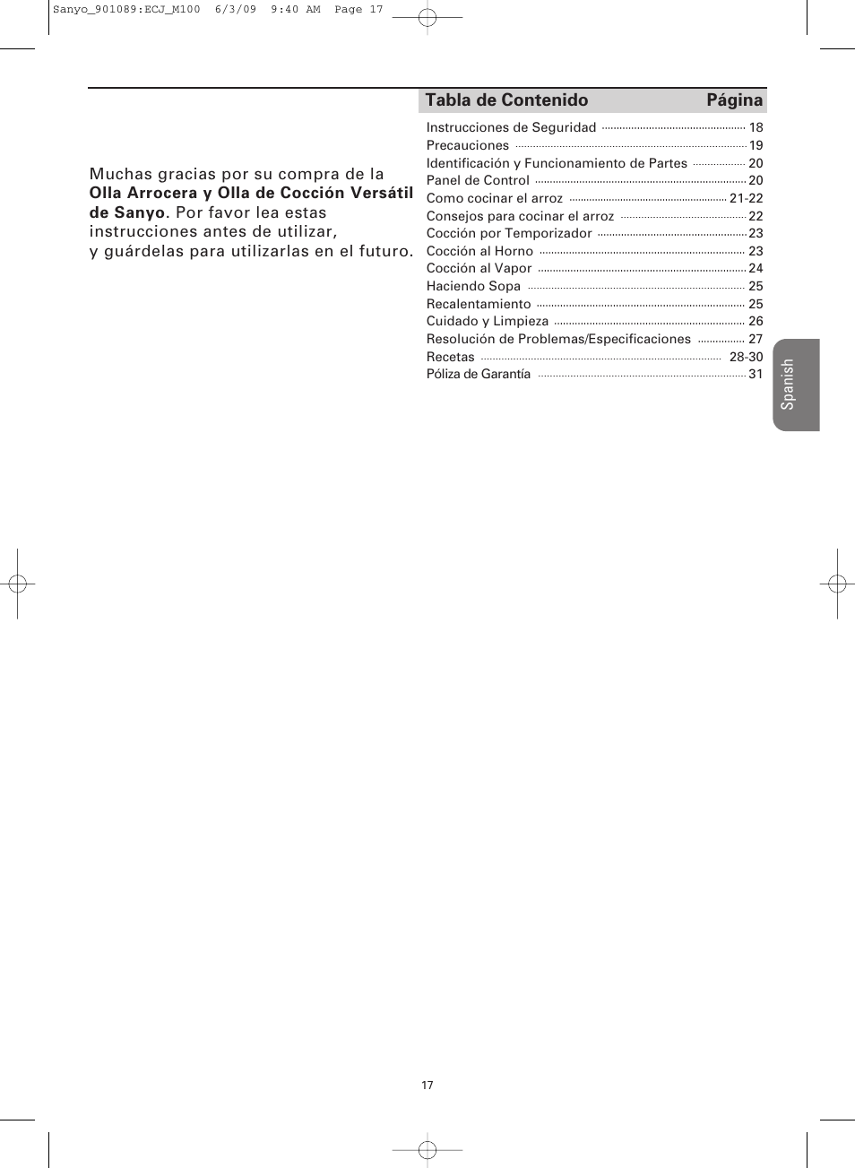 Sanyo RICE COOKER & VERSATILE COOKER ECJ-M100S User Manual | Page 17 / 32