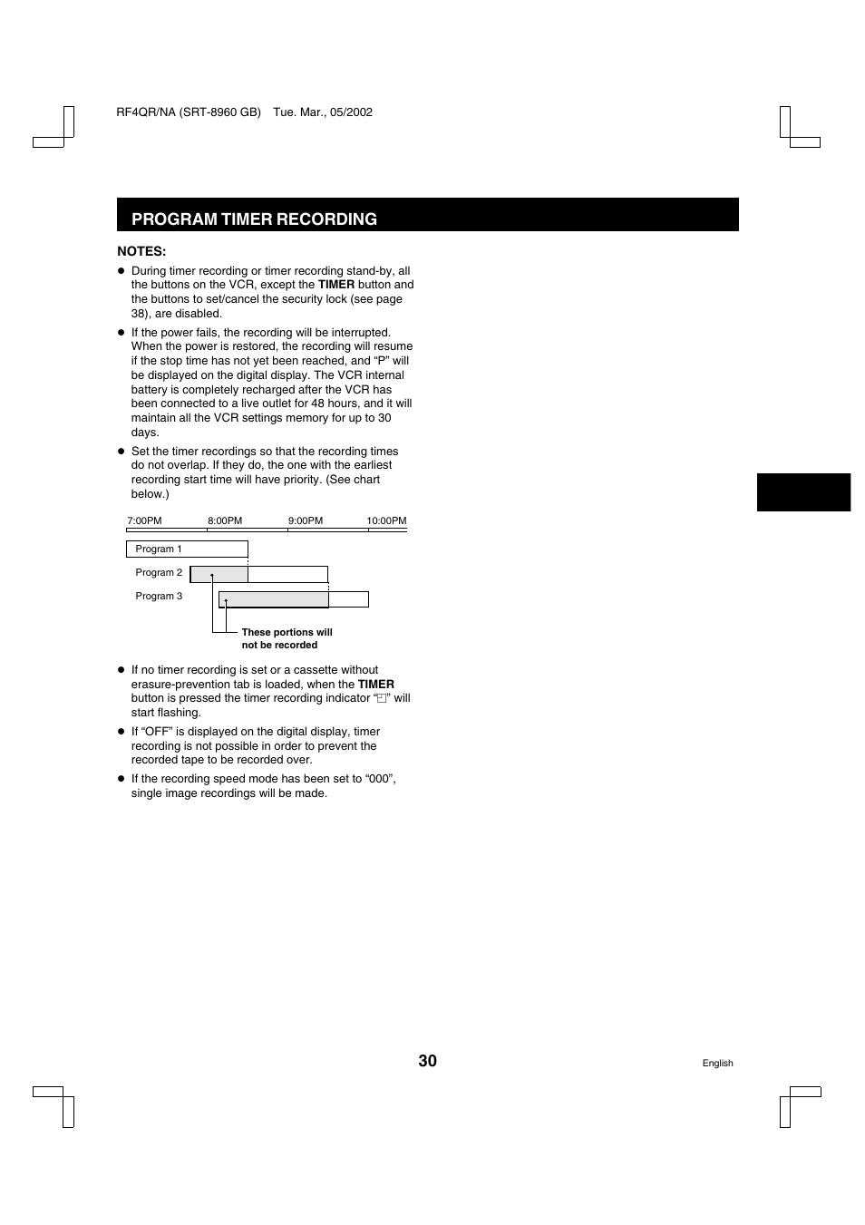 Program timer recording | Sanyo SRT-8040 User Manual | Page 31 / 56
