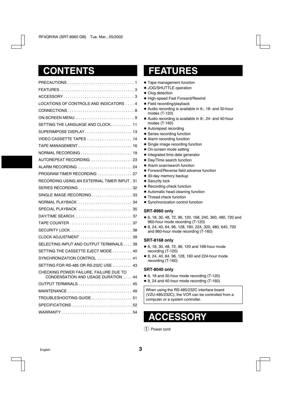 Sanyo SRT-8040 User Manual | Page 4 / 56