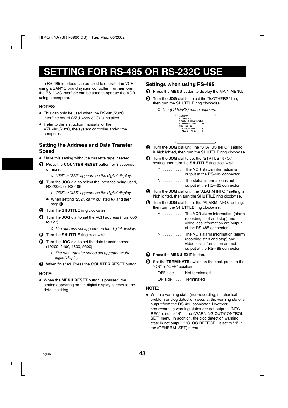 Sanyo SRT-8040 User Manual | Page 44 / 56