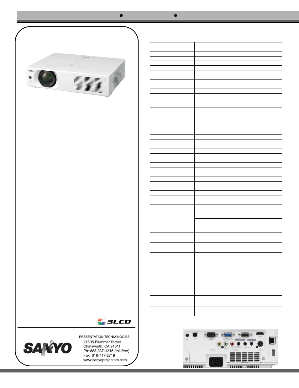 Sanyo WXU700A User Manual | 1 page
