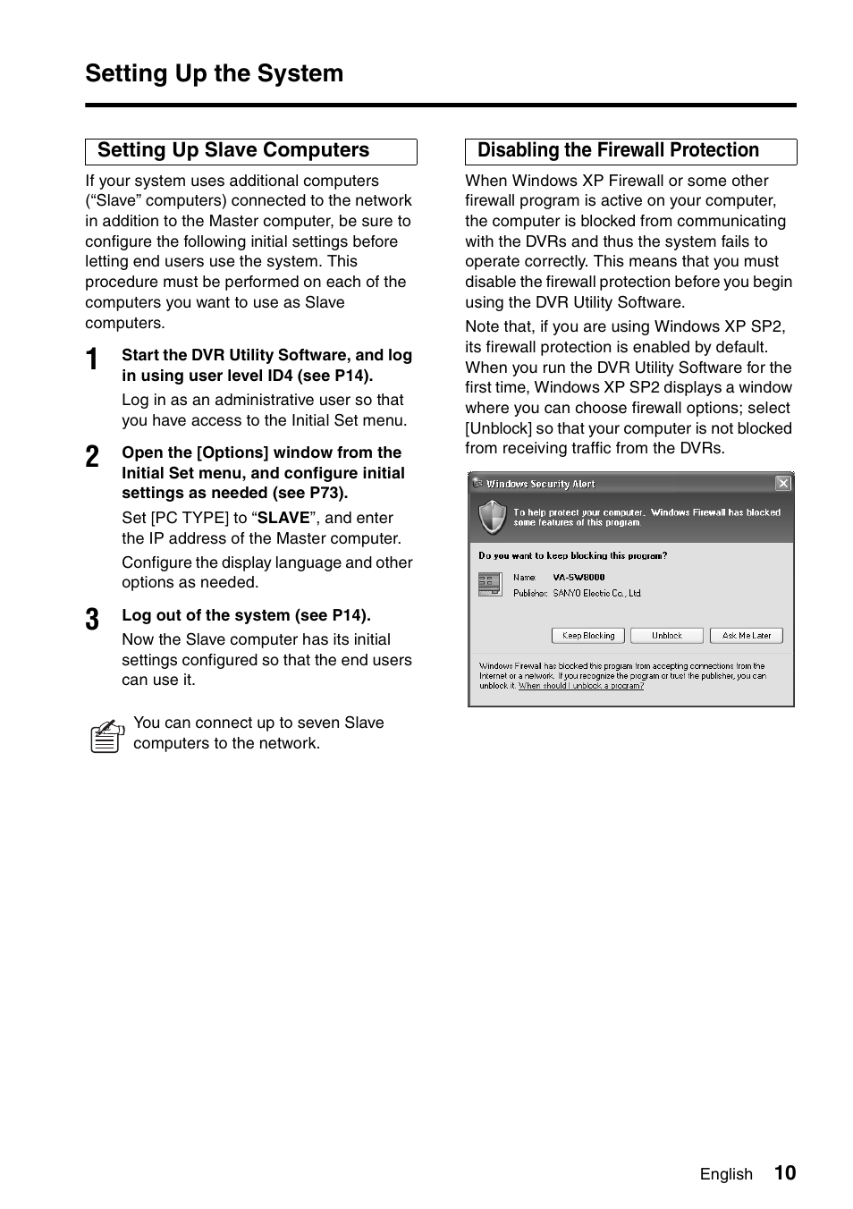 Setting up the system | Sanyo VA-SW8000 User Manual | Page 11 / 132
