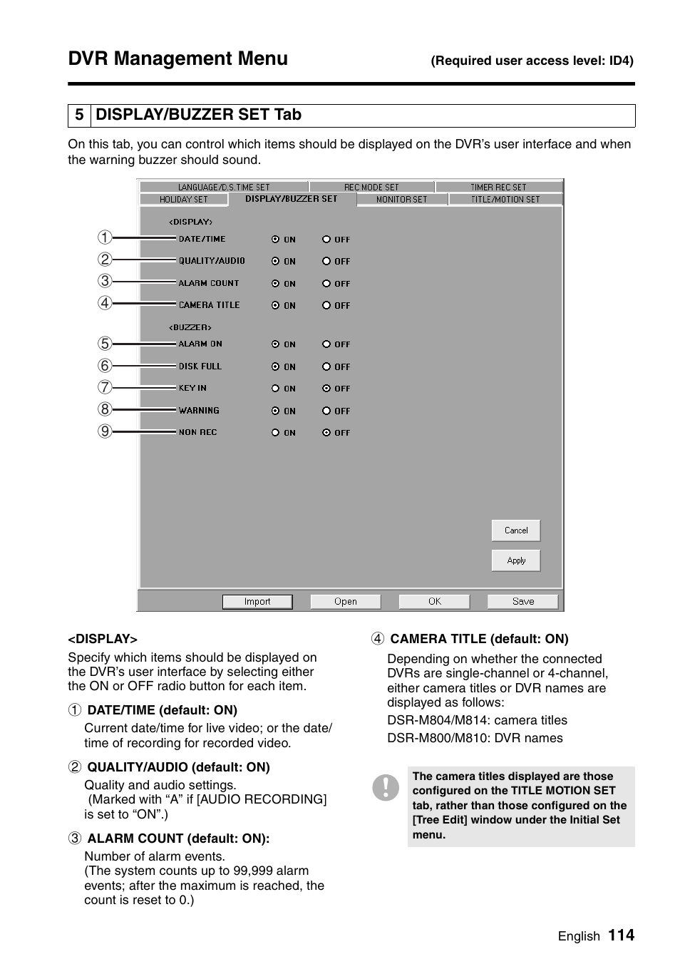 Dvr management menu | Sanyo VA-SW8000 User Manual | Page 115 / 132