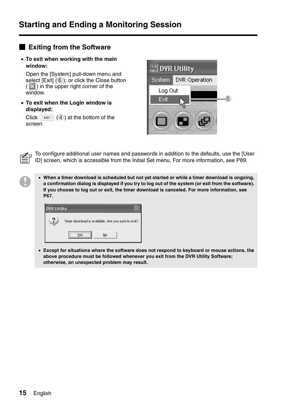 Starting and ending a monitoring session | Sanyo VA-SW8000 User Manual | Page 16 / 132