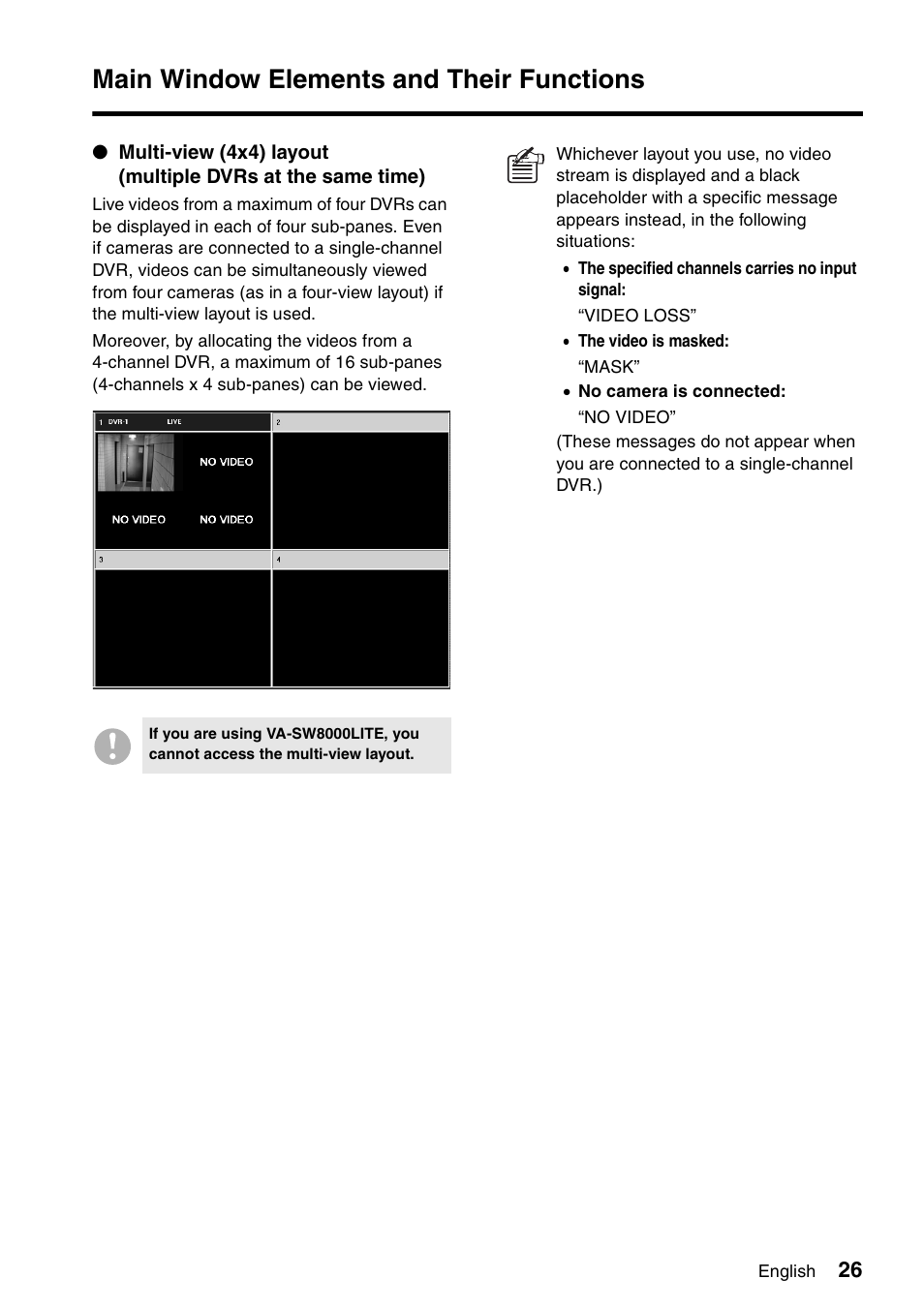 Main window elements and their functions | Sanyo VA-SW8000 User Manual | Page 27 / 132