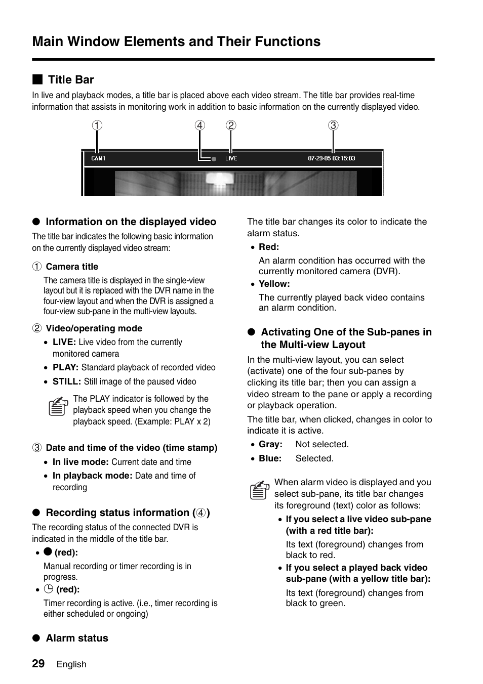 Main window elements and their functions | Sanyo VA-SW8000 User Manual | Page 30 / 132